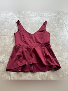 ASOS Burgundy Peplum Tank Top